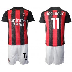 Koszulka AC Milan Zlatan Ibrahimovic 11 Dziecięcy Domowe Stroje Piłkarskie 2020/21 Krótki Rękaw